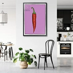 «Chilli pepper purple» в интерьере кухни в стиле ретро над обеденным столом