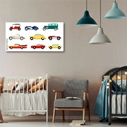 «Набор классических автомобилей» в интерьере детской комнаты для мальчика