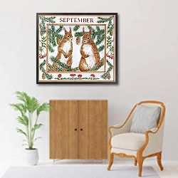 «September» в интерьере в классическом стиле над комодом