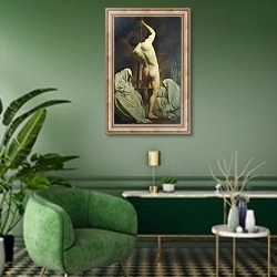 «Барк Харона» в интерьере гостиной в зеленых тонах