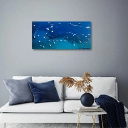 «Италия. Panorama of sea with multiple yachts near Capri» в интерьере современной гостиной в синих тонах