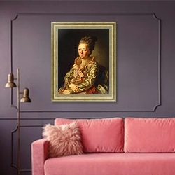 «Портрет великой княгини Натальи Алексеевны 2» в интерьере гостиной с розовым диваном