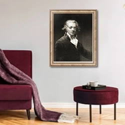 «Self Portrait, from 'Gallery of Portraits', published in 1833 2» в интерьере гостиной в бордовых тонах