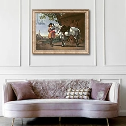 «A Cavalier with a Grey Horse» в интерьере гостиной в классическом стиле над диваном