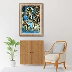 «Christ, detail from 'The Last Judgement', in the Sistine Chapel» в интерьере в классическом стиле над комодом