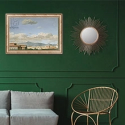 «Study of the Sky at Quirinal» в интерьере классической гостиной с зеленой стеной над диваном