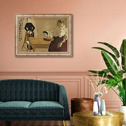 «The Conversation, 1891» в интерьере классической гостиной над диваном