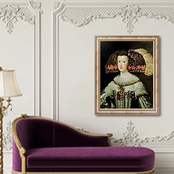 «Portrait of Queen Maria Anna of Spain» в интерьере в классическом стиле над банкеткой