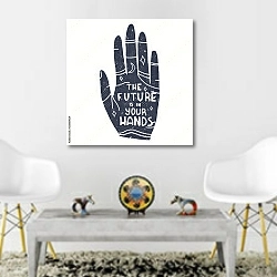 «Будущее в ваших руках» в интерьере гостиной в этническом стиле над столом