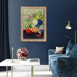 «Still Life with Flowers and an Orange» в интерьере в классическом стиле в синих тонах