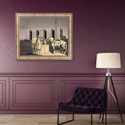 «cours progressif de paysage -foglio_174-, 2013, photographic contamination, bi-dimensional» в интерьере в классическом стиле в фиолетовых тонах