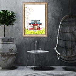 «Японский домик под цветущей вишней» в интерьере в этническом стиле в серых тонах