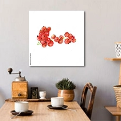«Веточка красной смородины» в интерьере кухни над обеденным столом с кофемолкой