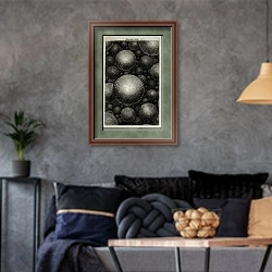 «An original theory or new hypothesis of the universe, Plate XXXI» в интерьере гостиной в стиле лофт в серых тонах