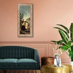 «The Soldier and the Young Lady, 1778-79» в интерьере классической гостиной над диваном