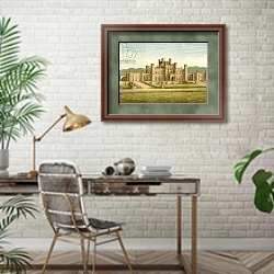 «Lowther Castle» в интерьере кабинета с кирпичными стенами над столом
