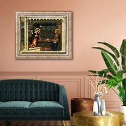 «The Annunciation 3» в интерьере классической гостиной над диваном