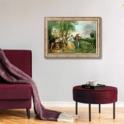«The Shepherds» в интерьере гостиной в бордовых тонах