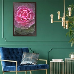 «Цветок 4» в интерьере в классическом стиле с зеленой стеной