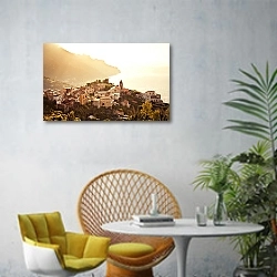 «Италия, Амальфитанское побережье, Равелло 1» в интерьере современной гостиной с желтым креслом