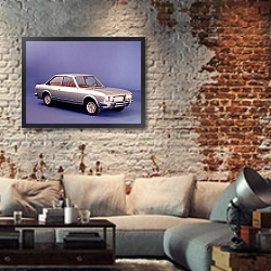 «Fiat 124 Sport Coupe (СС) '1972–75» в интерьере гостиной в стиле лофт с кирпичной стеной