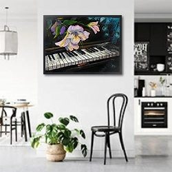 «Фортепиано и цветы» в интерьере современной светлой кухни