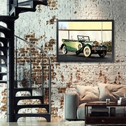 «Rolls-Royce Phantom 40 50 Cabriolet Hunting Car (II) '1929» в интерьере двухярусной гостиной в стиле лофт с кирпичной стеной