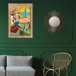 «Harold Hare 98» в интерьере классической гостиной с зеленой стеной над диваном