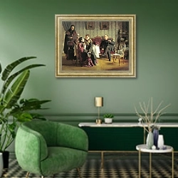 «Разлука. 1872» в интерьере гостиной в зеленых тонах