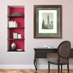 «The Leaning Tower, Zaragossa 1» в интерьере кабинета в классическом стиле над столом