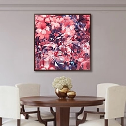 «Розовые цветы 5» в интерьере столовой в классическом стиле