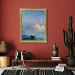 «Константинопольский порт» в интерьере прихожей в этническом стиле с красной стеной