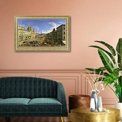 «View of the Piazza Navona, Rome» в интерьере классической гостиной над диваном