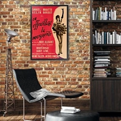 «Ретро-Реклама 35» в интерьере кабинета в стиле лофт с кирпичными стенами