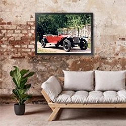«Lancia Lambda Torpedo '1927» в интерьере гостиной в стиле лофт над диваном