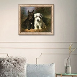 «A Scottish and a Sealyham Terrier» в интерьере в классическом стиле в светлых тонах