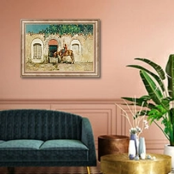 «Horseman At A Fountain» в интерьере классической гостиной над диваном