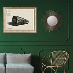 «The Shell, 1650» в интерьере классической гостиной с зеленой стеной над диваном