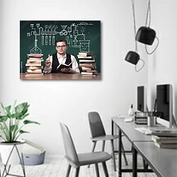 «Преподаватель в классе химии» в интерьере современного офиса в минималистичном стиле