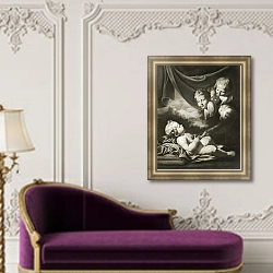 «Мальчик с ангелами» в интерьере в классическом стиле над комодом