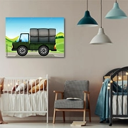 «Военный грузовик» в интерьере детской комнаты для мальчика