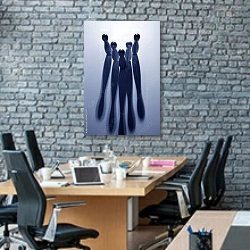 «Кегли и тени» в интерьере современного офиса с черной кирпичной стеной