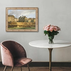 «Hotel de Ville and embankment, Paris, 1828» в интерьере в классическом стиле над креслом