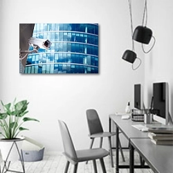 «Камеры видеонаблюдения в офисном здании» в интерьере современного офиса в минималистичном стиле