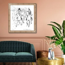 «'Mr. Darcy with him', illustration from 'Pride & Prejudice'» в интерьере классической гостиной над диваном