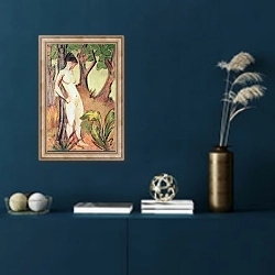 «Nude Standing Against a Tree» в интерьере в классическом стиле в синих тонах