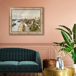 «The Tower, from Tower Bridge, looking West» в интерьере классической гостиной над диваном