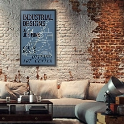 «Industrial designs by Joe Funk» в интерьере гостиной в стиле лофт с кирпичной стеной