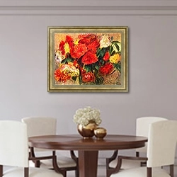 «Натюрморт с хризантемами» в интерьере столовой в классическом стиле