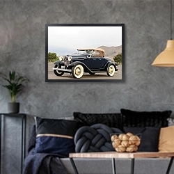 «Ford V8 Roadster '1932» в интерьере гостиной в стиле лофт в серых тонах